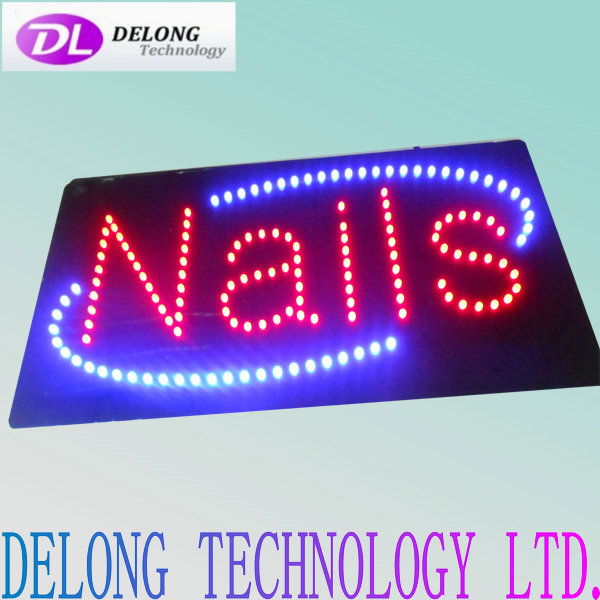 indoor rectangle high bright 48X24cm ABS open nail led sign