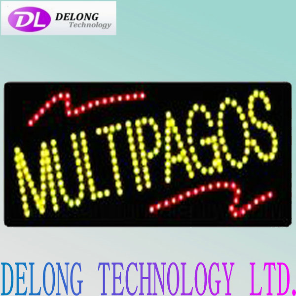 60X30X2.5cm Cost saving led MULTIPAGOS animated open led shop sign board