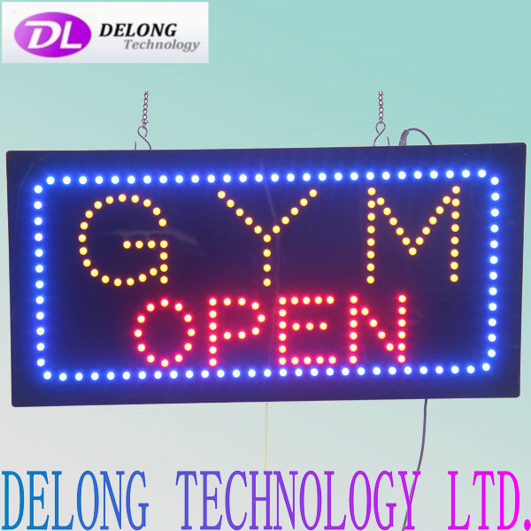 60X30cm semi-outdoor flashing pull switch GYM OPEN electric open signs