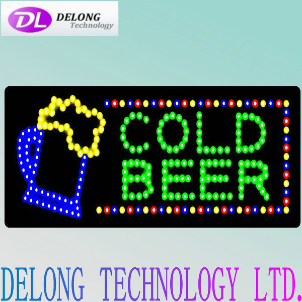 60X30cm acrylic illumincated flashing open closed electric low price led cold beer sign board