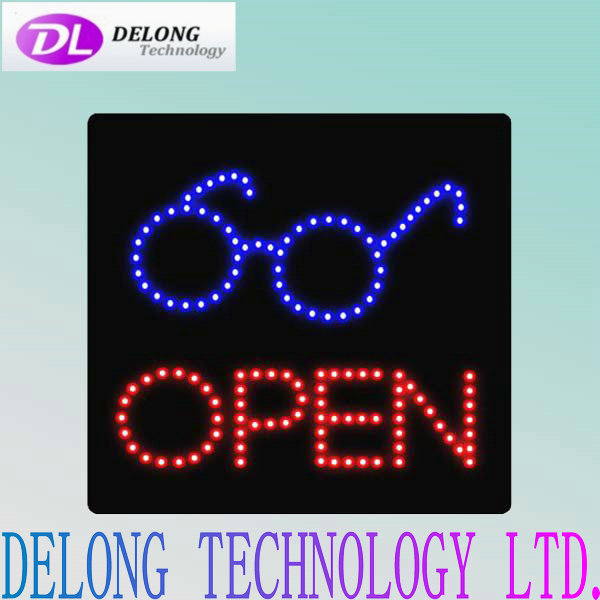 40X40X2.5cm high bright electronic eye acrylic led open sign for Glasses