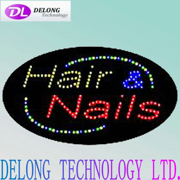 68X38X2.5cm Hair & Nails oval flashing acrylic edge led light sign board