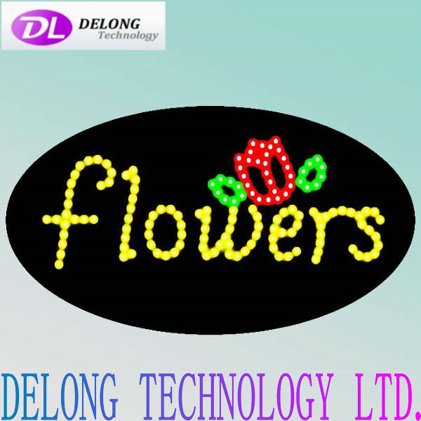 oval 38X68cm long life time led flowers sign for flowers shop board