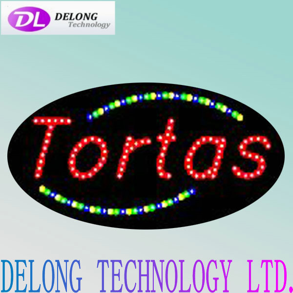 15X27 inches flashing acrylic led Tortas open sign