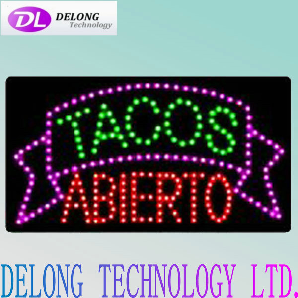 60X30cm acrylic open closed TACOS ABIERTO led sign