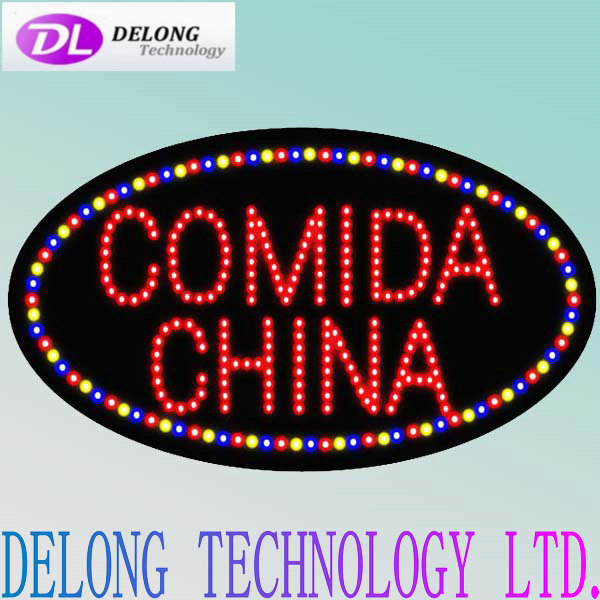 68X38X2.5cm electronic low power consumption led COMIDA CHINA sign for restaurant