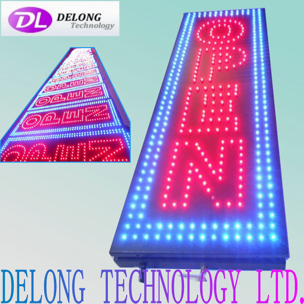 33X90cm length flashing double sides outdoor vertical led open sign