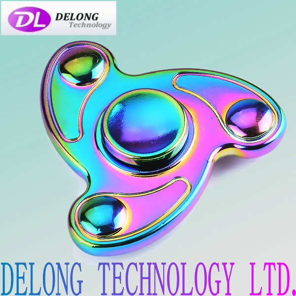 colorful fingertip hand spinner For Autism and ADHD Relief Focus Anxiety Aluminum metal 3 bar tri-spinner finger hand fidget