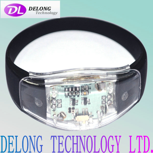 black silicone sound Sensor led light up wristband bracelets