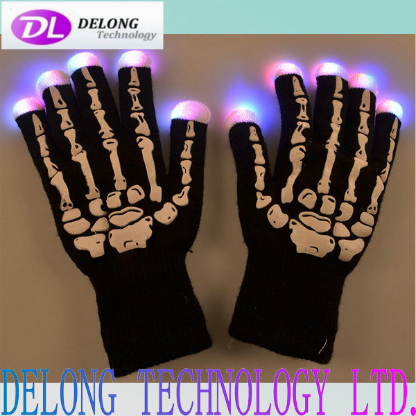 Event & Party Supplies Type and Christmas Occasion glow led luminous gloves with hand bone skull style