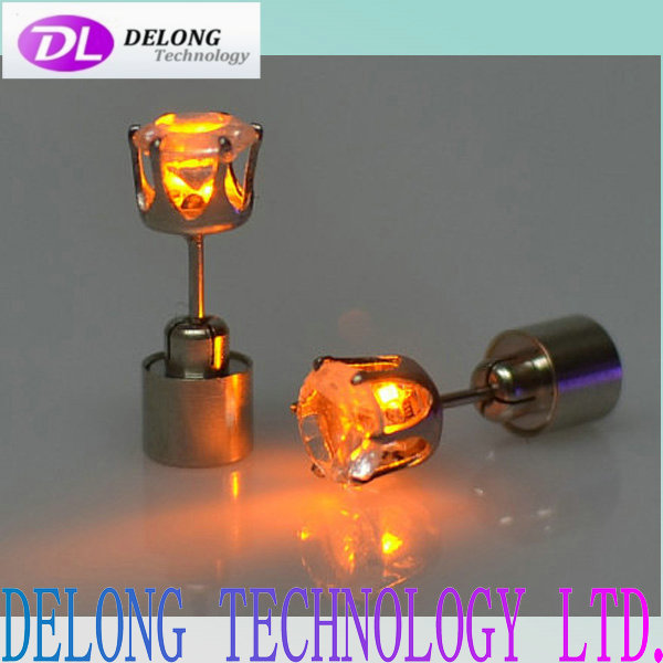 Zircon purple flashing led light earrings