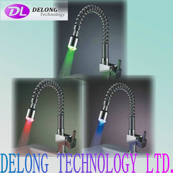 red,green,blue 3-color temperature detectable led faucet light without battery