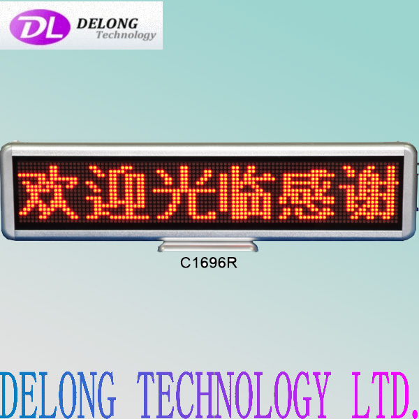 usb 16X96pixel red dot matrix 6 characters aluminium scrolling led letter sign