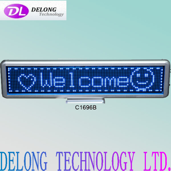 usb 16X96pixel blue dot matrix 6 characters aluminium scrolling programmable led sign board