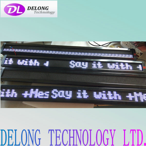 P7.62mm 7X120pixel white indoor programmable led signs