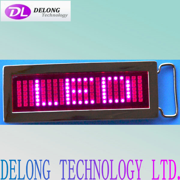 7X21pixel pink programmable led belt buckle with back cover