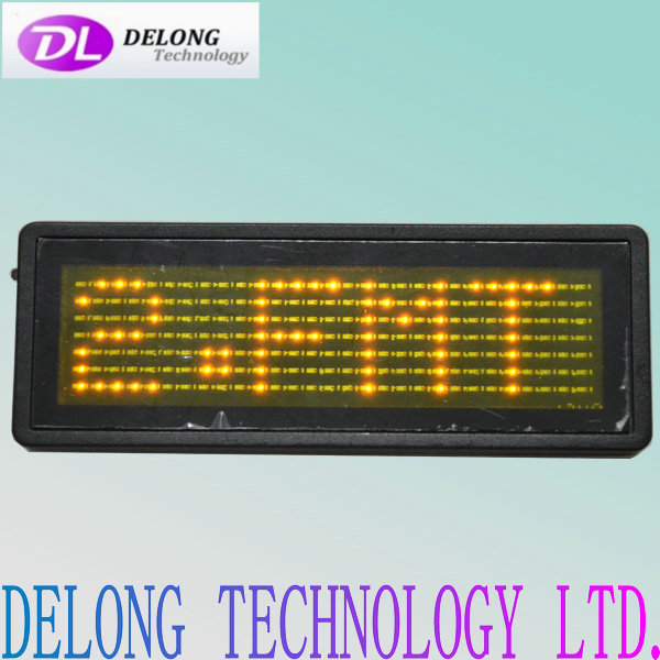 yellow 7X29pixel English flashing led name badge display with cover