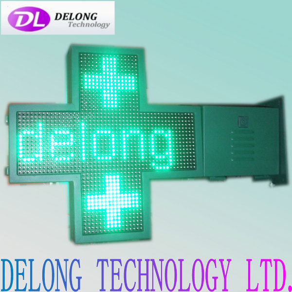 programmable wireless 48X48pixel P10mm outdoor green color RF led pharmacy cross display