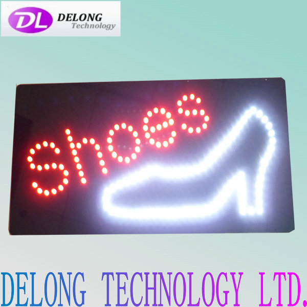 indoor high bright 60*30cm shop open closed led shoe sign