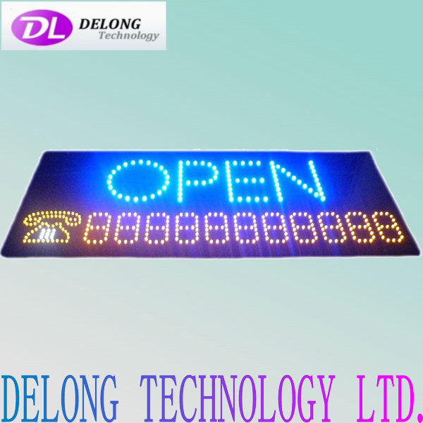 60*30cm open led sign board with compiled telephone number