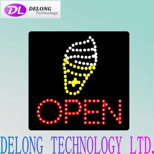40X40X2.5cm Animated led open sign for Ice Cream shop sign