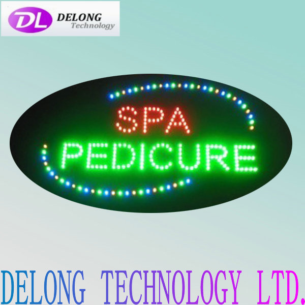 indoor oval high bright 38*68cm ABS led spa pedicure sign board