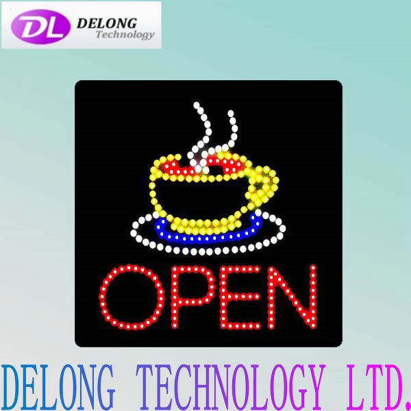 40X40X2.5cm fashion bar portable led open sign for Coffee shop