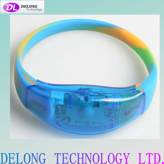sound control shock control button control color led flashing bracelet from China supplier Delong