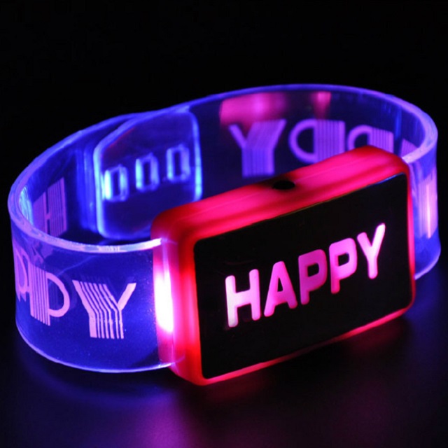 button control happy led glow bracelet